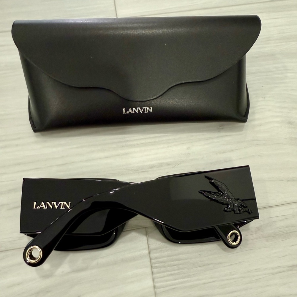Lanvin Glossy Black Sunglasses with Case